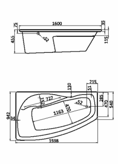 Santek Майорка XL 160х95 L асимметричная белая 1WH111991